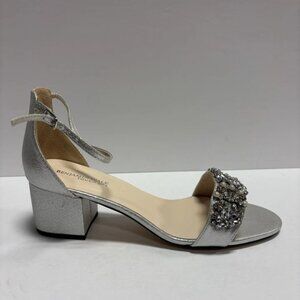 Touch Ups Women’s Devon, Silver Block Heel Sandals, Size 10.5 M